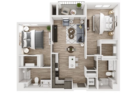 the 1190 sqft floor plan with bedroom and living room